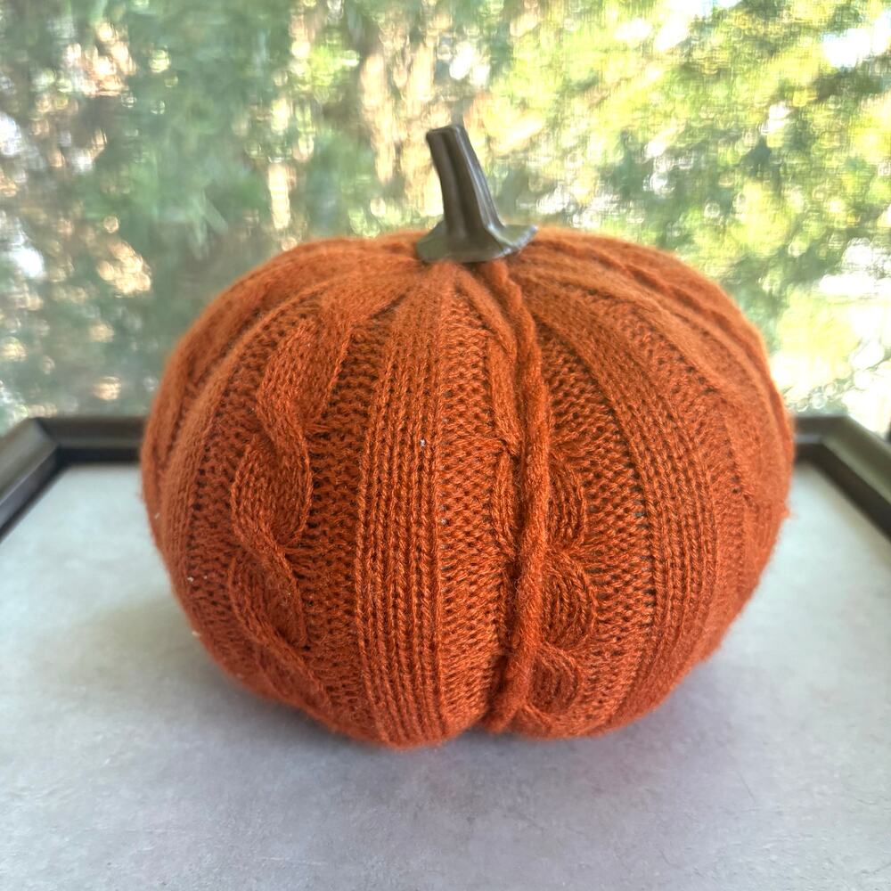 Vintage Knit Pumpkin Orange Fall Decor 6 Inch Plush Thanksgiving